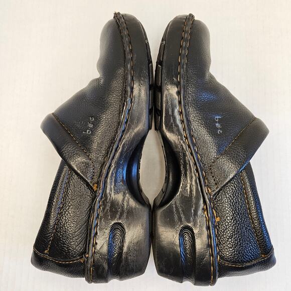 Women's Black Textured Leather B.O.C. Peggy Slip On Platform Clogs Size 8/39 - Picture 7 of 14